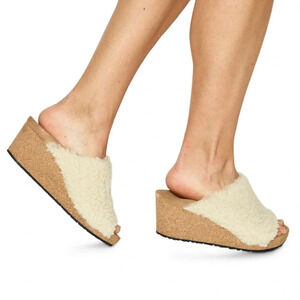 Birkenstock Papillio Namica Teddy Wedge Sandals Shearling Limited Sz 38/7